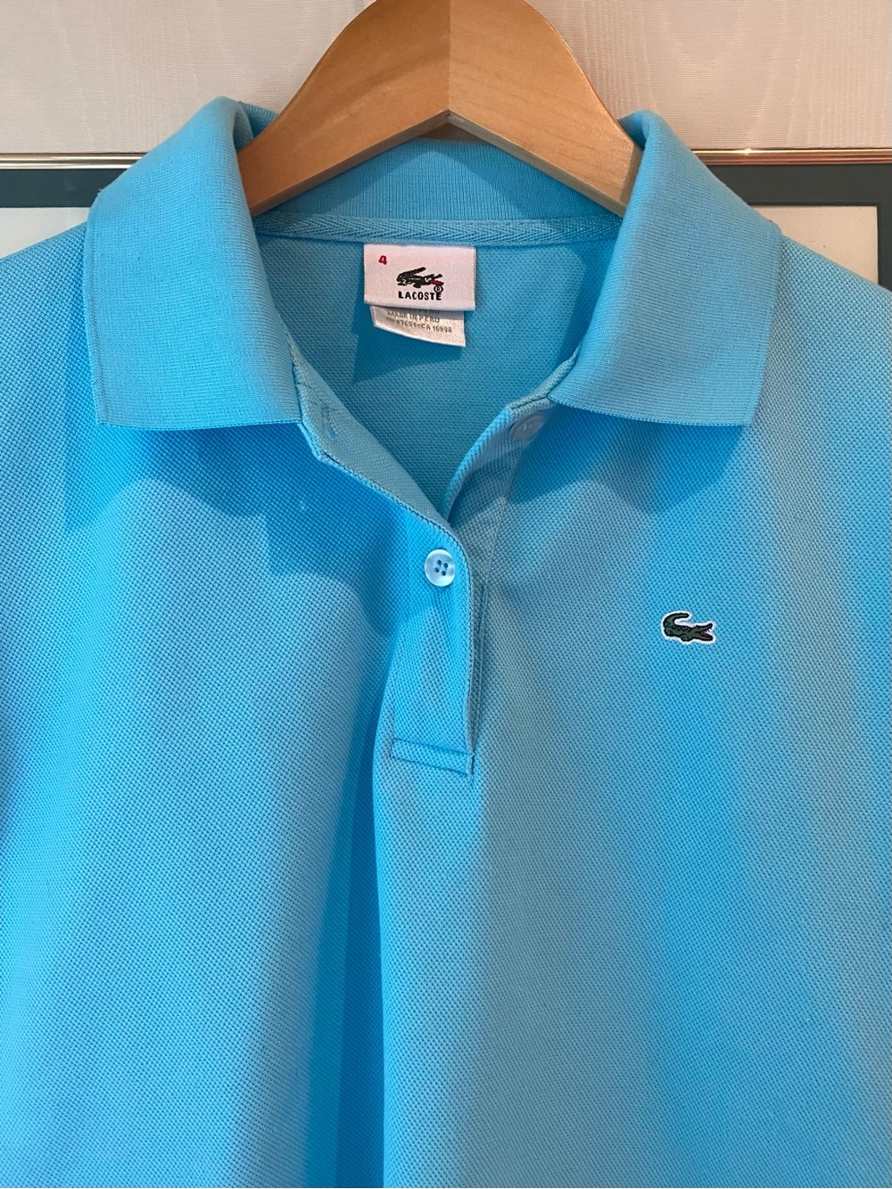 Lacoste Polo Shirt in Aqua Blue authentic (made in Peru) Sz 4